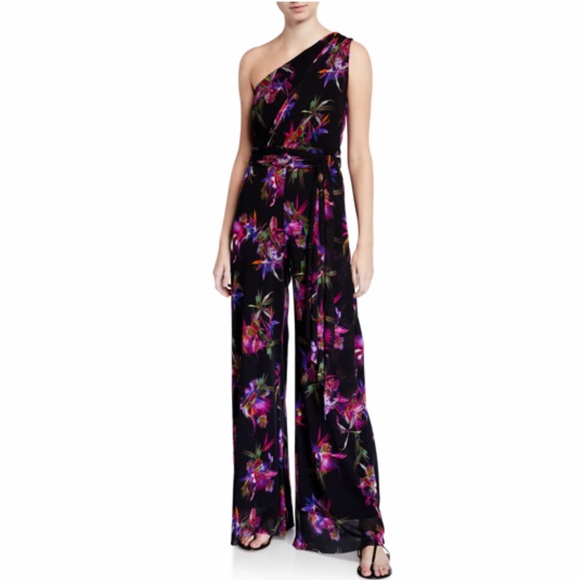 Fuzzi  Floral One-Shoulder Jumpsuit - Picture 1 of 10